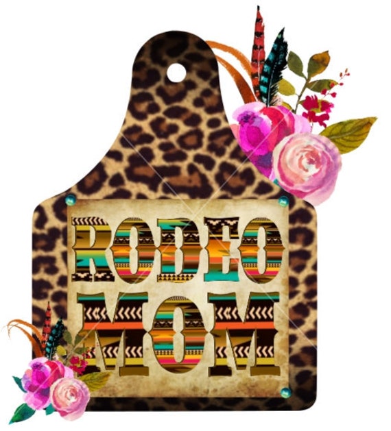 Rodeo Mom Tag Leopard Flowers PNG