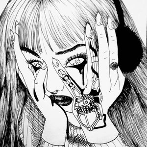 Cyber-Mädchen weint