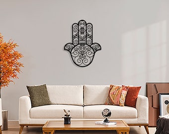 Hamsa Metal Wall Decor, Hand Of Fatima, Blessing Ornament, Gift for Her, Good Luck Decor,Modern Home Decor,Metal Wall Art,Art Mural En Metal