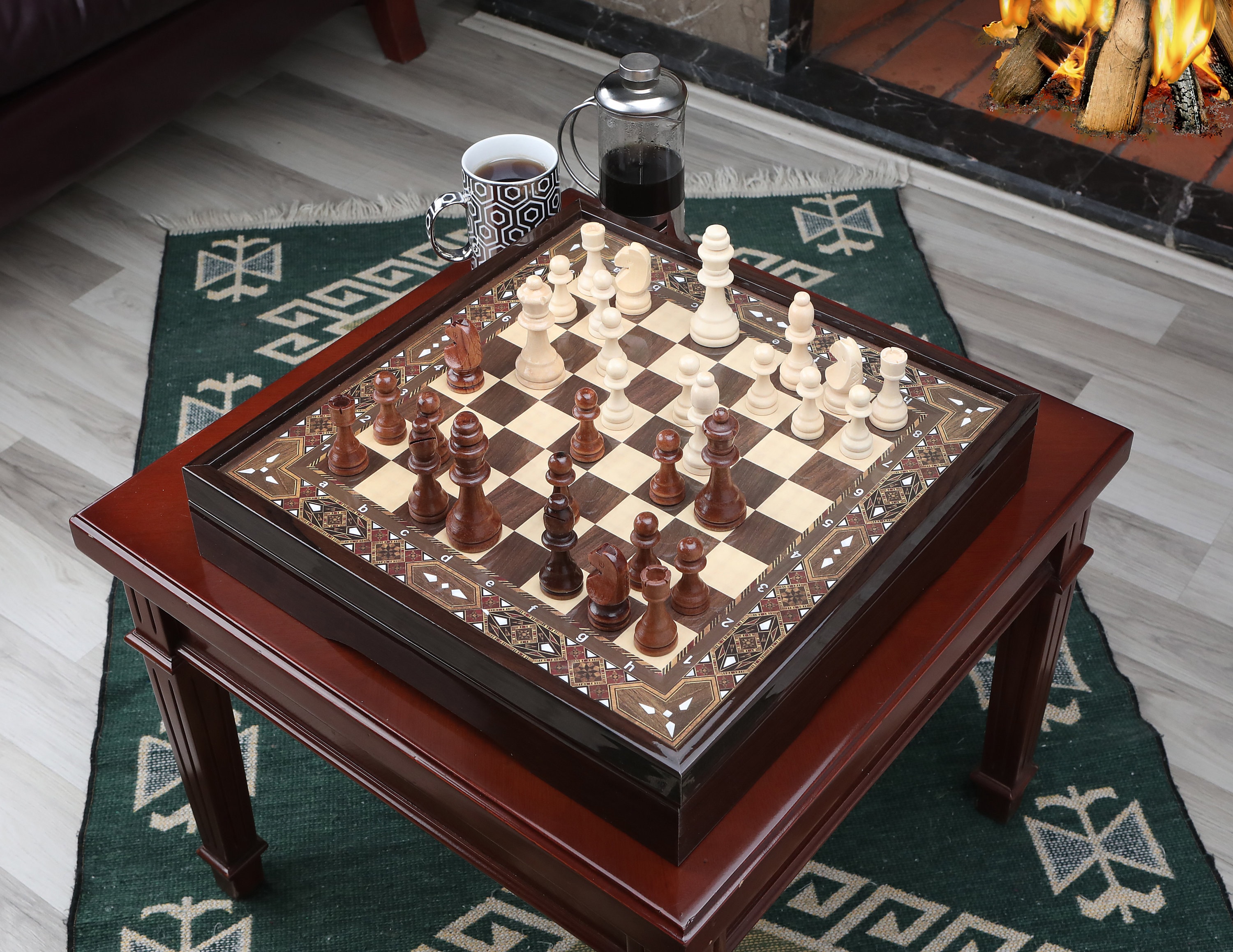 Scacchiera Puzzle In Noce Con Chiave Segreta - Fatto A Mano In Legno, Regalo
