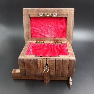 Mini boîte puzzle en noyer avec clé secrète, boîte à bijoux, boîte magique, cadeau pour elle, cadeau de Saint-Valentin, décoration de chambre à coucher, cadeau de Noël, cadeau d'anniversaire