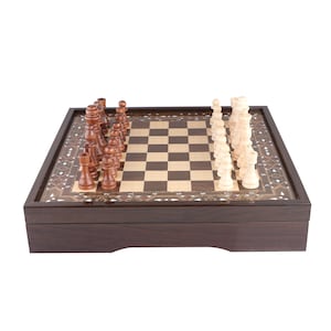 Exclusive Walnut Handmade Chess Set, Chess Board and Pieces, Strategy Game, Birthday Gift for Her and Him, Training Games, Christmas Gift