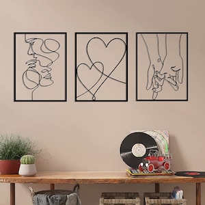 Metal Couples Wall Art Set of 3, Metal Home Decor, Living Room Decor, Wall Hanging, Housewarming Gift, Gift for Her, Valentine's Day Gift