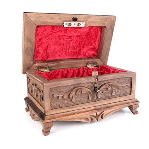 Walnut Puzzle Box, Secret Lock Box, Walnut Jewelry Box, Vintage Jewelry Box, Puzzle Box for Adults, Jewelry Box, Wooden Box with Secret Key