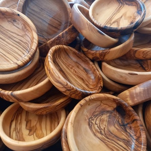 Deformed Olive Wood Mini and Medium Bowls, Sauce Bowls, Ring Dishes, Dipping Bowls, Spice Bowls, Pinch Bowls, RANDOMLY GROUPED