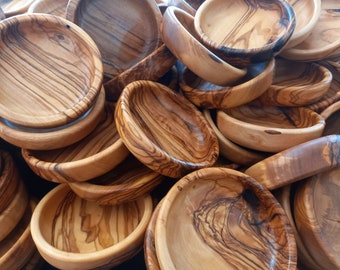 Deformed Olive Wood Mini and Medium Bowls, Sauce Bowls, Ring Dishes, Dipping Bowls, Spice Bowls, Pinch Bowls, RANDOMLY GROUPED