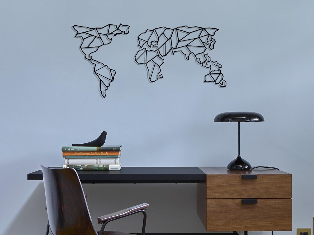Geometric Metal World Map, Living Room Wall Decor,modern Home Decor