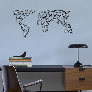 Geometric Metal World Map, Living Room Wall Decor,Modern Home Decor, Metal Wall Art, Carte Du Monde, Weltkarte, Travel Map
