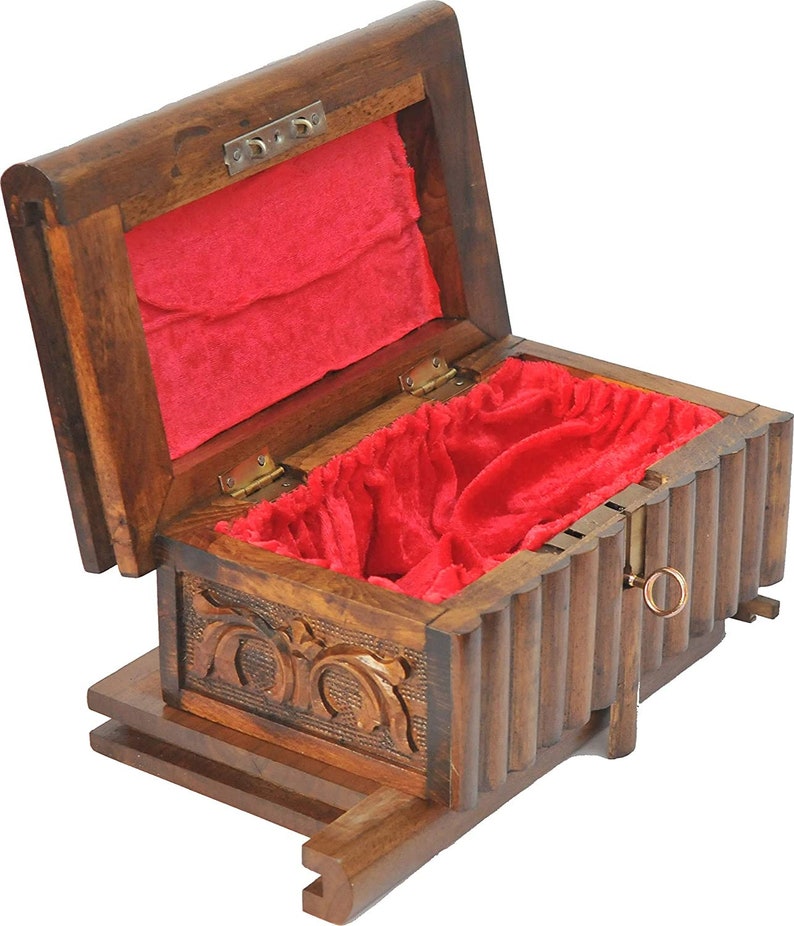 Puzzle Box With Secret Key Vintage Jewelry Box Secret Lock Etsy