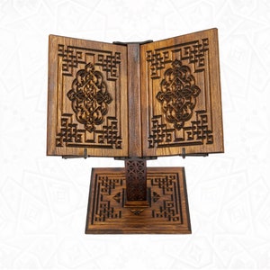 Height Adjustable Book Holder: Foldable Wooden Rihal Stand