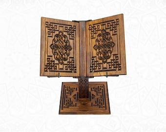 Height Adjustable Book Holder: Foldable Wooden Rihal Stand