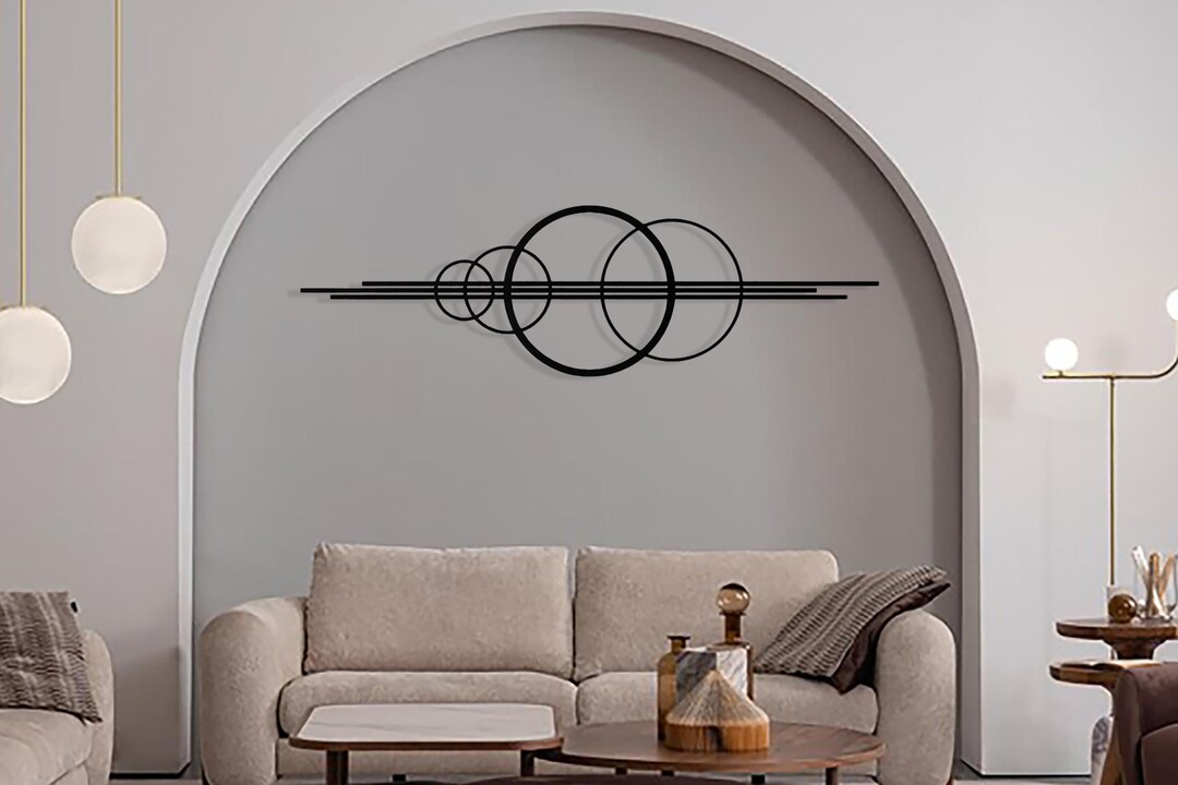Circles Metal Wall Art, Geometric Line Decor, Modern Home Accent - Etsy