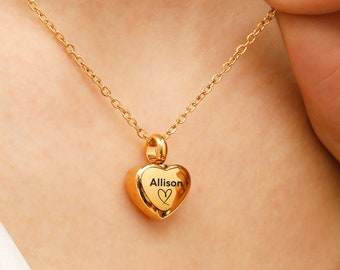 Personalized Heart Ashes Necklace - Custom Cremation Urn Pendant - Handcrafted Memorial Jewelry - Small Keepsake Urn Gift