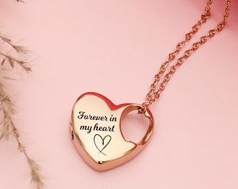 Custom Heart Urn Necklace, Engraved Ashes Necklace, Personalized Cremation Jewelry, Memorial Necklace for Loss, Pet or Human Gift