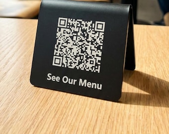 Custom Acrylic Table Stand – Personalized QR Code Sign for Restaurants and Cafés – WiFi, Social Media, Reviews and Touchless Display