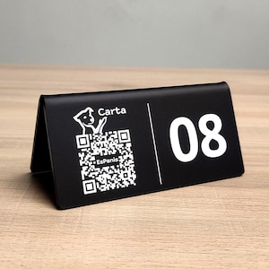 Acrylic Table Stand with UV Printing for QR codes, Logo, Table Numbers / Restaurant, Coffee Shop, Catering, Hotel, Bar Supplies / Easy Clean