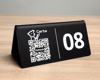 Acrylic Table Stand with UV Printing for QR codes, Logo, Table Numbers / Restaurant, Coffee Shop, Catering, Hotel, Bar Supplies / Easy Clean