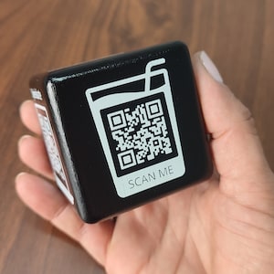 QR MENU | QR Table Stand | Black Wooden Cube | Digital menus for Restaurant, Coffeeshop, Hotel | Contactless Menu