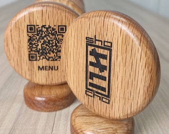 QR Table Tent | QR Menu Engraved on Wooden Stand | Digital menus for Restaurant, Coffee shops, Hotels Guide | Contactless Menu