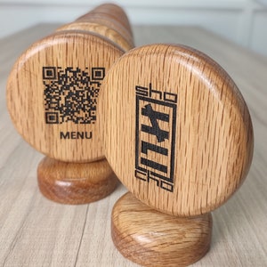 QR Table Tent | QR Menu Engraved on Wooden Stand | Digital menus for Restaurant, Coffee shops, Hotels Guide | Contactless Menu