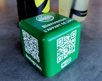 QR MENU | Green Cube | QR Table Stand Printed on Wooden Cube | Digital menus for Restaurant, Coffeeshop, Hotel | Contactless Menu