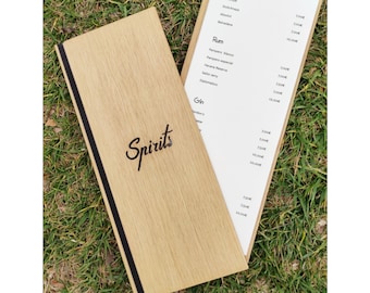 Handmade Minimal Wooden MENU/ FREE Engraving/ MENU Holder for Restaurants, Wine Bars, Hotels, Waterproofed and color protected