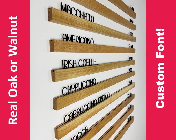 Featured listing image: Wall Menu Board, Changeable Letter Board, Bakery Menu, Wall Mounted Menu, Cafe Menu Holder, Coffee Bar Sign | Pricelist | Drinks Pricelist