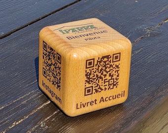 QR MENU | QR Table Stand Uv Printed on Wooden Cube | Digital menus for Restaurant, Coffeeshop, Hotel | Contactless Menu