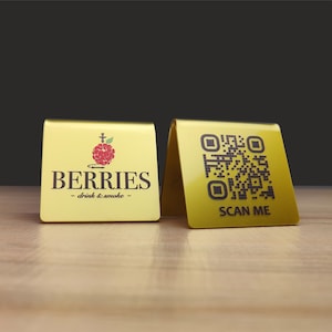 Soportes de menú QR acrílicos mini dorados, soporte de menú QR sin contacto, fácil de limpiar, conexión WiFi QR, letreros de mesa, exhibición de precios independiente, carpa de mesa