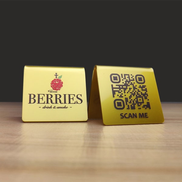 Soportes de menú QR acrílico mini dorado, soporte QR de menú sin contacto, limpieza fácil, conexión WiFi QR, letreros de mesa, visualización de precios independiente, tienda de campaña