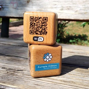 Wooden QR Cube Stands Custom made for Office, Doctors, Dentists | Salon, Spa, Waiting Room | Wedding, Social Media, Website, WiFi, Reviews