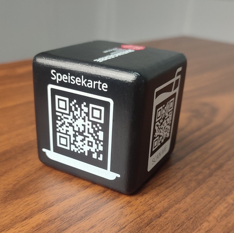 QR MENU | QR Table Stand | Black Wooden Cube | Digital Menus for ...
