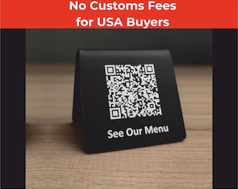 Custom Acrylic QR Menu Stand | Double-Sided QR Code Display for Restaurant or Café | Table Tent with Logo | No Customs Fees for USA Buyers