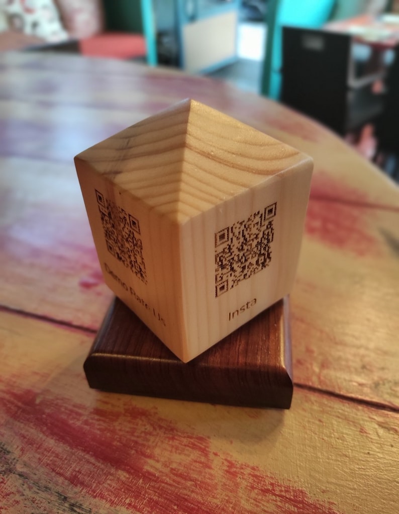 QR CUBE | QR Menu Engraved on Wooden Cube | Digital Menus for ...