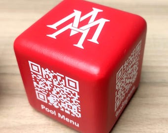 QR MENU | Red Cube | QR Table Stand Printed on Wooden Cube | Digital menus for Restaurant, Coffeeshop, Hotel | Contactless Menu