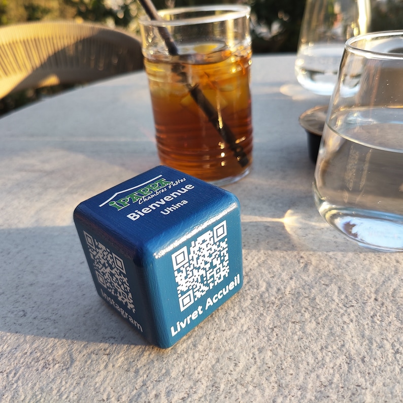 QR MENU | Blue Cube | QR Table Stand Printed on Wooden Cube | Digital ...