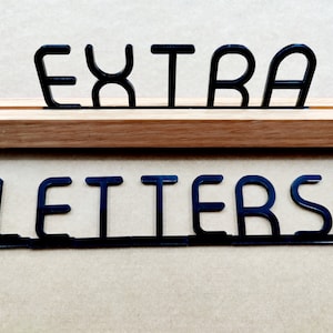 Letras acrílicas pretas brilhantes para menu de parede de madeira, letras para quadro de trilho de parede, conjunto extra de letras, letras alteráveis