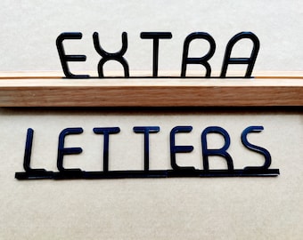 Letras acrílicas negras brillantes para menú de pared de madera, letras para tablero de riel de pared, juego extra de letras, letras intercambiables