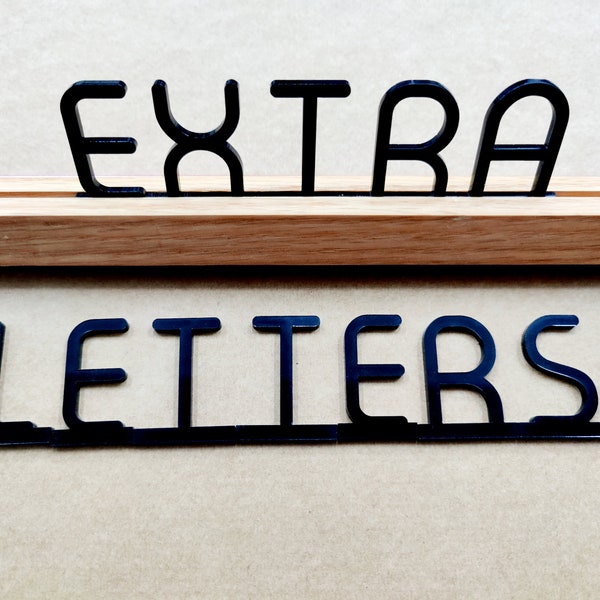 Acrylic Black Glossy Letters for Wooden Wall Menu, Letters for Wall Rail Board, Extra Set of Letters, Changeable Letters