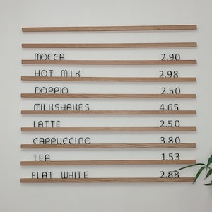 Panneau de rail mural en bois, tableau à lettres modifiable, menu boulanger, ensemble de corniches à lettres, enseigne de bar à café image 9