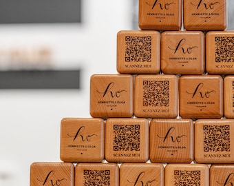QR MENU | QR Table Stand Engraved on Wooden Cube | Digital menus for Restaurant, Coffeeshop, Hotel | Contactless Menu