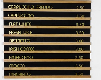 Wooden Acrylic Wall Rail Board. Modern Changeable Letter Board. Oak, Baker Menu. Letter Ledges Set. Cafe Menu Holder. Coffee Bar Sign