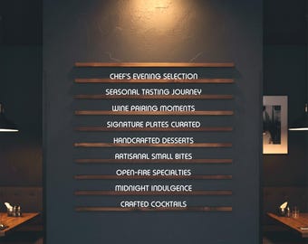 Wall Menu for Cafe bar, Changeable Letter Board, Wooden Price Display for Bakeries, Restaurant, Real Oak or Walnut, Acrylic Letters No Drill