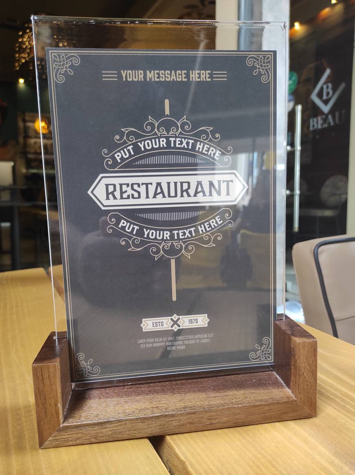 Acrylic Menu Holder Wooden Menu Stand Table Top Menu | Etsy