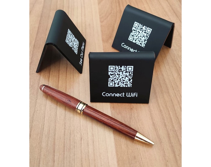 Featured listing image: Custom Acrylic QR Code Table Stand – Personalized Touchless Menu Sign for Restaurants, Cafés, Hotels – WiFi & Social Media QR Display