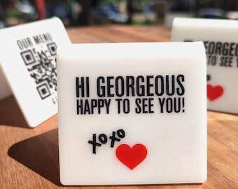 White Acrylic QR Menu stands | Touchless Menu QR stand | Qr Code sign | Connect WiFi | Free Standing Price Display | Table top qr Menu