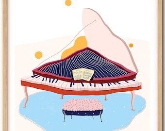 Arte moderno de piano para descargar al instante para decoración de pared moderna, arte de pared imprimible de piano, impresión de arte de piano musical, regalos de piano, carteles de piano