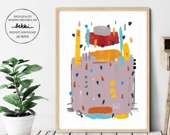 Modern Colorful Digital Art Download, Downloadable Colorful Abstract Art, Colorful Instant Download Printable Art, Living Room Printable Art