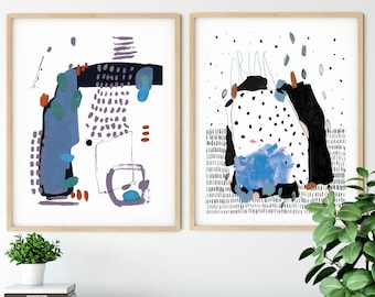 Set of 2 Abstract Printable Art for Modern Living Room Wall Art Decor ...
