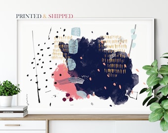 Navy Blue Abstract Wall Art Print, Modern Abstract Art Print, Contemporary Wall Art Print For Modern Home Wall Art Decor